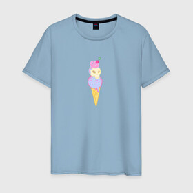 Мужская футболка хлопок с принтом Мороженое смерти , 100% хлопок | прямой крой, круглый вырез горловины, длина до линии бедер, слегка спущенное плечо. | мороженка | мороженое | сладко | череп
