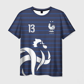 Мужская футболка 3D с принтом Канте в стиле формы Франции , 100% полиэфир | прямой крой, круглый вырез горловины, длина до линии бедер | football | france | kante | евро | канте | лого | логотип | нголо | сборная | сборная франции | форма | франция | французская | футбол