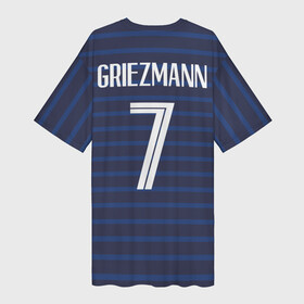 Платье-футболка 3D с принтом Гризманн в стиле формы Франции ,  |  | football | france | griezmann | антуан гризманн | гризман | гризманн | евро | лого | логотип | сборная | сборная франции | форма | франция | французская | футбол
