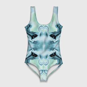 Купальник-боди 3D с принтом Абстракт Голубая бабочка , 82% полиэстер, 18% эластан | Круглая горловина, круглый вырез на спине | абстракт | волны | искажение | паттерн | узор