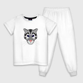 Детская пижама хлопок с принтом Дымчатый леопард , 100% хлопок |  брюки и футболка прямого кроя, без карманов, на брюках мягкая резинка на поясе и по низу штанин
 | животное | зверь | кот | кошка | леопард