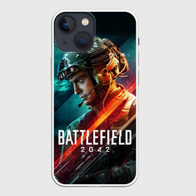 Чехол для iPhone 13 mini с принтом BATTLEFIELD 2042 | Батлфилд ,  |  | 2042 | battlefield | game | war | бателфилд | батла | батлфилд | боец | бэтлфилд | воин | война | игра | оружие | солдат | шутер