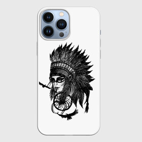 Чехол для iPhone 13 Pro Max с принтом Вождь индейцев ,  |  | Тематика изображения на принте: боец | вождь | воин | девушка | девушка воин | индеец | индейцы | кино | рисунок | скетч | тату | фильм | эскиз