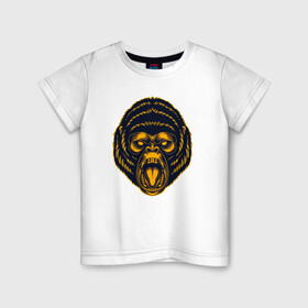 Детская футболка хлопок с принтом Злая обезьяна , 100% хлопок | круглый вырез горловины, полуприлегающий силуэт, длина до линии бедер | monkey | urban | животное | обезьяна | обезьяны