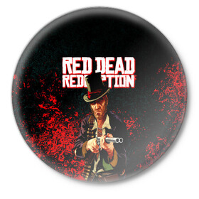 Значок с принтом Red Dead Redemption Bandit ,  металл | круглая форма, металлическая застежка в виде булавки | game | red dead | red dead redemption 2 | redemption 2 | rockstar games | бандиты | дикий запад | игры | ковбои | оружие