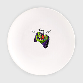 Тарелка с принтом MonsterPad , фарфор | диаметр - 210 мм
диаметр для нанесения принта - 120 мм | Тематика изображения на принте: gamer | девайс | джойстик | иллюстрация