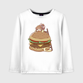 Детский лонгслив хлопок с принтом Anime Burger , 100% хлопок | круглый вырез горловины, полуприлегающий силуэт, длина до линии бедер | аниме | бургер | гамбургер | девушка | иллюстрация