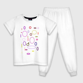 Детская пижама хлопок с принтом Геометрия , 100% хлопок |  брюки и футболка прямого кроя, без карманов, на брюках мягкая резинка на поясе и по низу штанин
 | геометрия | зеленый | красный | круг | овал | розовый | синий