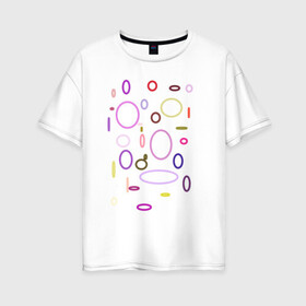 Женская футболка хлопок Oversize с принтом Геометрия , 100% хлопок | свободный крой, круглый ворот, спущенный рукав, длина до линии бедер
 | геометрия | зеленый | красный | круг | овал | розовый | синий