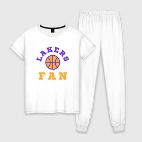 Женская пижама хлопок с принтом Lakers Fan , 100% хлопок | брюки и футболка прямого кроя, без карманов, на брюках мягкая резинка на поясе и по низу штанин | basketball | bryant | game | james | kobe | lakers | lebron | los angeles | nba | sport | streetball | баскетбол | баскетболист | брайант | джеймс | игра | игрок | коби | леброн | лейкерс | лос анджелес | мяч | нба | спорт | стритбол