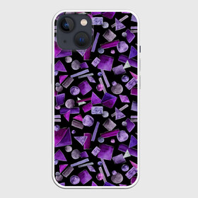 Чехол для iPhone 13 с принтом Геометрический фиолетовый ,  |  | abstraction | black | dark | geometric | violet | абстракция | геометрический | геометрия | квадрат | круг | линии | темный | треугольник | фиолетовый | черный