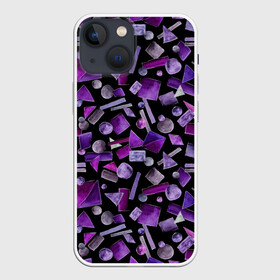 Чехол для iPhone 13 mini с принтом Геометрический фиолетовый ,  |  | abstraction | black | dark | geometric | violet | абстракция | геометрический | геометрия | квадрат | круг | линии | темный | треугольник | фиолетовый | черный