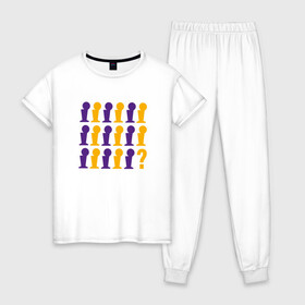 Женская пижама хлопок с принтом Champions - Lakers , 100% хлопок | брюки и футболка прямого кроя, без карманов, на брюках мягкая резинка на поясе и по низу штанин | basketball | bryant | game | james | kobe | lakers | lebron | los angeles | nba | sport | streetball | баскетбол | баскетболист | брайант | джеймс | игра | игрок | коби | леброн | лейкерс | лос анджелес | мяч | нба | спорт | стритбол