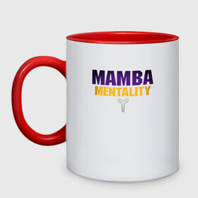 Кружка двухцветная с принтом Mamba Mentality , керамика | объем — 330 мл, диаметр — 80 мм. Цветная ручка и кайма сверху, в некоторых цветах — вся внутренняя часть | basketball | bryant | game | james | kobe | lakers | lebron | los angeles | nba | sport | streetball | баскетбол | баскетболист | брайант | джеймс | игра | игрок | коби | леброн | лейкерс | лос анджелес | мяч | нба | спорт | стритбол