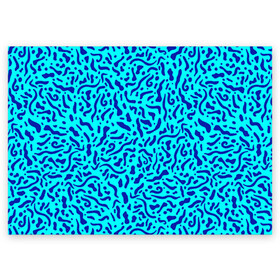 Поздравительная открытка с принтом Неоновые синие узоры , 100% бумага | плотность бумаги 280 г/м2, матовая, на обратной стороне линовка и место для марки
 | Тематика изображения на принте: abstract | blue | neon | sea | абстракционизм | абстракция | африканские | вода | волны | голубые узоры | камуфляж | лагуна | линии | мелкий узор | мемфис | море | морское | неоновый | орнамент | пятна | пятнистый