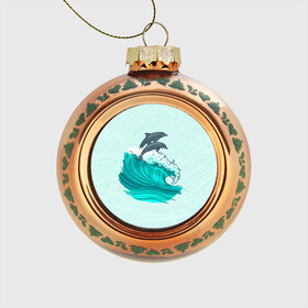 Стеклянный ёлочный шар с принтом Два дельфина , Стекло | Диаметр: 80 мм | dolphin | волна | два дельфина | дельфин | дельфины | море | морские | на голубом | с дельфином