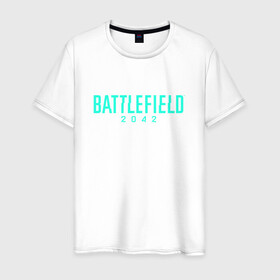 Мужская футболка хлопок с принтом Battlefield 2042 , 100% хлопок | прямой крой, круглый вырез горловины, длина до линии бедер, слегка спущенное плечо. | dice | ea games | батла | логотип | стрелялка | шутер