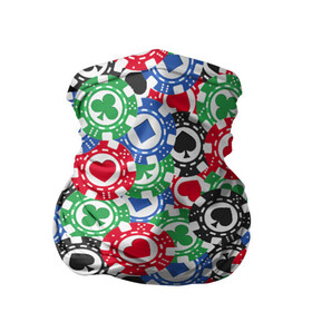 Бандана-труба 3D с принтом Покер , 100% полиэстер, ткань с особыми свойствами — Activecool | плотность 150‒180 г/м2; хорошо тянется, но сохраняет форму | Тематика изображения на принте: 777 | cards | casino | chips | flash | fortune | game | joker | luck | omaha | poker | roulette | straight | texas holdem | tournament | азарт | джокер | игра | казино | карты | омаха | покер | рулетка | стрит | техасский холдэм | турнир | удача | фишки |