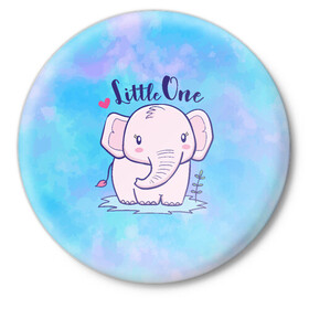 Значок с принтом Маленький слоненок ,  металл | круглая форма, металлическая застежка в виде булавки | детеныш | милый | ребенок | слон | слоненок | слоник
