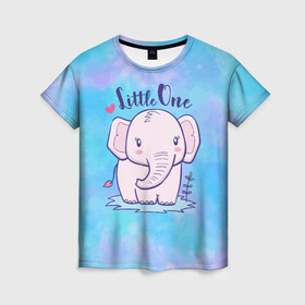 Женская футболка 3D с принтом Маленький слоненок , 100% полиэфир ( синтетическое хлопкоподобное полотно) | прямой крой, круглый вырез горловины, длина до линии бедер | детеныш | милый | ребенок | слон | слоненок | слоник