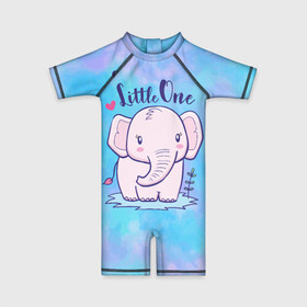 Детский купальный костюм 3D с принтом Маленький слоненок , Полиэстер 85%, Спандекс 15% | застежка на молнии на спине | детеныш | милый | ребенок | слон | слоненок | слоник