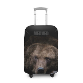 Чехол для чемодана 3D с принтом Русский MEDVED , 86% полиэфир, 14% спандекс | двустороннее нанесение принта, прорези для ручек и колес | животные | звери | медведь | природа | русский медведь | черный