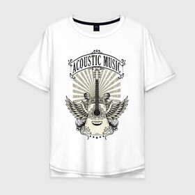 Мужская футболка хлопок Oversize с принтом Акустическая музыка / гитара , 100% хлопок | свободный крой, круглый ворот, “спинка” длиннее передней части | rock | акустическая | гитара | музыка | рок