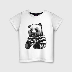 Детская футболка хлопок с принтом Панда вор , 100% хлопок | круглый вырез горловины, полуприлегающий силуэт, длина до линии бедер | bear | panda | вор | животные | звери | медведь | мишка | панда | панды | преступник | природа