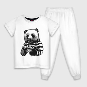 Детская пижама хлопок с принтом Панда вор , 100% хлопок |  брюки и футболка прямого кроя, без карманов, на брюках мягкая резинка на поясе и по низу штанин
 | bear | panda | вор | животные | звери | медведь | мишка | панда | панды | преступник | природа