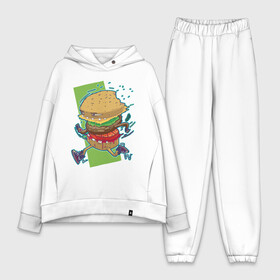 Женский костюм хлопок Oversize с принтом Fast Food ,  |  | art | burger | cheese | cutlet | fast food | food | hamburger | salad | sandwich | арт | бургер | бутерброд | гамбургер | еда | котлета | салат | сыр | фаст фуд