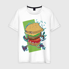 Мужская футболка хлопок с принтом Fast Food , 100% хлопок | прямой крой, круглый вырез горловины, длина до линии бедер, слегка спущенное плечо. | Тематика изображения на принте: art | burger | cheese | cutlet | fast food | food | hamburger | salad | sandwich | арт | бургер | бутерброд | гамбургер | еда | котлета | салат | сыр | фаст фуд
