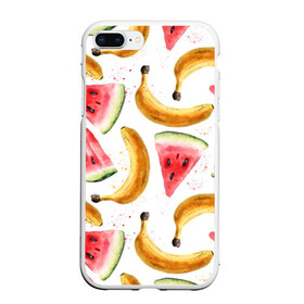 Чехол для iPhone 7Plus/8 Plus матовый с принтом Летний фреш арбуз банан , Силикон | Область печати: задняя сторона чехла, без боковых панелей | арбуз | арбузы | банан | бананы | летний | лето | фреш | фрукты