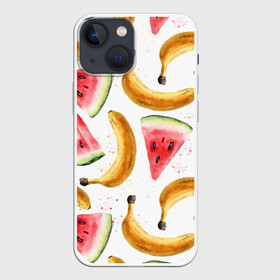 Чехол для iPhone 13 mini с принтом Летний фреш арбуз банан ,  |  | арбуз | арбузы | банан | бананы | летний | лето | фреш | фрукты