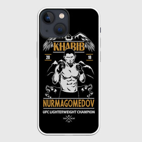 Чехол для iPhone 13 mini с принтом Хабиб Нурмагомедов ,  |  | art | champion | dogs | drawing | eagle | fighter | khabib | khabib nurmagomedov | mountains | ufc | арт | боец | горы | орел | рисунок | собаки | хабиб | хабиб нурмагомедов | чемпион