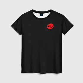 Женская футболка 3D с принтом Крестный отец - Роза , 100% полиэфир ( синтетическое хлопкоподобное полотно) | прямой крой, круглый вырез горловины, длина до линии бедер | jntw | rhtcnysq | алая | вектор | красная | крестный | отец | роза | смокинг | фильм | цветок | черный