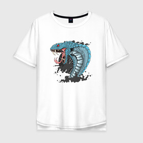 Мужская футболка хлопок Oversize с принтом Голова змеи , 100% хлопок | свободный крой, круглый ворот, “спинка” длиннее передней части | snake | голова | змеи | змейка | змея | кобра | яд