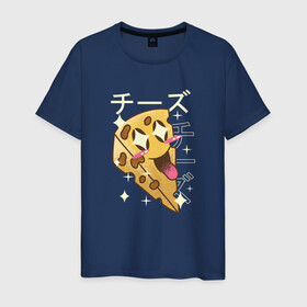 Мужская футболка хлопок с принтом Японский кавайный кусочек сыра , 100% хлопок | прямой крой, круглый вырез горловины, длина до линии бедер, слегка спущенное плечо. | anime | art | cheese | cut | cute | fashion | japan | japanese | kanji | kawaii | manga | piece | алфавит | аниме | арт | в японском стиле | кандзи | манга | милота | молочные продукты | смех | сыр | сыр с дырками | сырок | японские буквы | япо