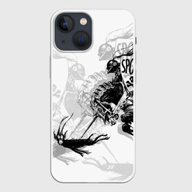 Чехол для iPhone 13 mini с принтом Всадник и чёрт ,  |  | всадник и чёрт | дьявол | конь | лошадь | монстр | рыцарь | череп
