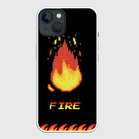 Чехол для iPhone 13 с принтом FIRE ,  |  | fire | pixel art | арт | огонь | пиксель