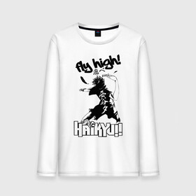 Мужской лонгслив хлопок с принтом fly high! | Haikyuu!! , 100% хлопок |  | Тематика изображения на принте: anime | haikyu | haikyuu | karasuno | manga | аниме | волейбол | волейбольный клуб | игрок | иероглифы | карасуно | крылья | лети высоко | лого | манга | мяч | надпись | прыжок | старшая школа | удар | хаику | хаикую