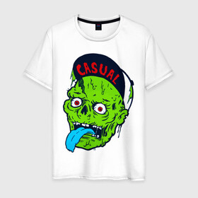 Мужская футболка хлопок с принтом Zombie casual , 100% хлопок | прямой крой, круглый вырез горловины, длина до линии бедер, слегка спущенное плечо. | bmx | зомби | скейтер | урбан