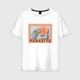 Женская футболка хлопок Oversize с принтом Parasite , 100% хлопок | свободный крой, круглый ворот, спущенный рукав, длина до линии бедер
 | bong joon ho | korea | parasite | актер | драма | канны | кино | комедия | корея | оскар | паразиты | пон чжун хо | режиссер | семья | триллер