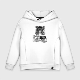 Детское худи Oversize хлопок с принтом Tiger / Тигр , френч-терри — 70% хлопок, 30% полиэстер. Мягкий теплый начес внутри —100% хлопок | боковые карманы, эластичные манжеты и нижняя кромка, капюшон на магнитной кнопке | tiger | животные | зверь | тату | татуировка | тигр | хищник