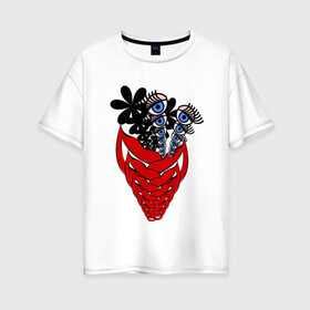 Женская футболка хлопок Oversize с принтом Цветок 3 , 100% хлопок | свободный крой, круглый ворот, спущенный рукав, длина до линии бедер
 | Тематика изображения на принте: абстракция | глаз | губы | цветы