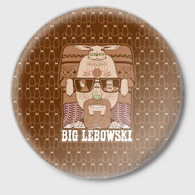 Значок с принтом The Big Lebowski ,  металл | круглая форма, металлическая застежка в виде булавки | donny | dude | jeff bridges | the big lebowski | walter sobchak | большой лебовский | боулинг | вальтер собчак | джефф бриджес | донни | заяц | кегли | кролик | фильм | чувак