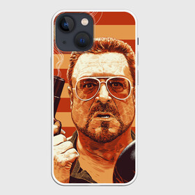 Чехол для iPhone 13 mini с принтом Walter Sobchak ,  |  | dude | jeff bridges | the big lebowski | walter sobchak | большой лебовский | боулинг | вальтер собчак | джефф бриджес | пистолет | фильм | чувак | шар