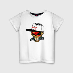 Детская футболка хлопок с принтом FFDP (череп в кепке) , 100% хлопок | круглый вырез горловины, полуприлегающий силуэт, длина до линии бедер | 5fdp | baseball cap | ffdp | five finger death punch | skull | бейсболка | череп