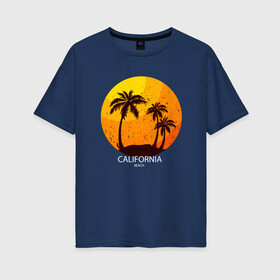 Женская футболка хлопок Oversize с принтом Лето, пальмы, Калифорния , 100% хлопок | свободный крой, круглый ворот, спущенный рукав, длина до линии бедер
 | beach | california | club | palm | party | sea | summer | tropical | вечеринка | волны | жара | калифорния | летние | лето | море | пальмы | пляж | тропический