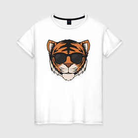 Женская футболка хлопок с принтом Блейз в очках , 100% хлопок | прямой крой, круглый вырез горловины, длина до линии бедер, слегка спущенное плечо | tiger | блейз | большая кошка | дикая кошка | иллюстрация | стикер