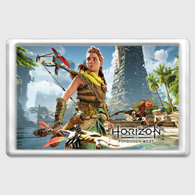 Магнит 45*70 с принтом Horizon Forbidden West , Пластик | Размер: 78*52 мм; Размер печати: 70*45 | aloy | dawn | forbidden | horizon | west | zero | вест | нора | племя | форбидден | хорайзен | хоризон | элой